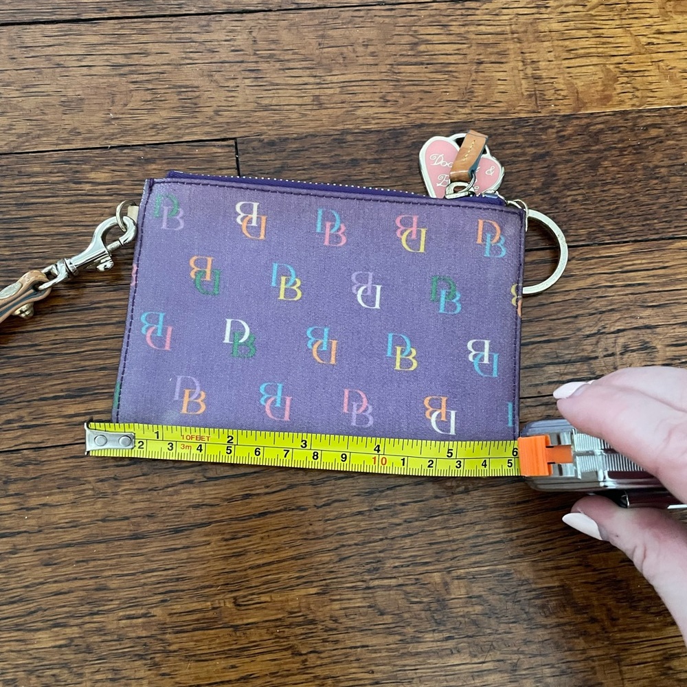 Dooney & Bourke Purple Multicolor Logo Key & Card Holder with Heart Charm - Picture 4 of 6